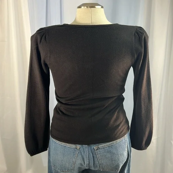 Cato black long sleeve round neck sweater with button accent size medium - Picture 2 of 7